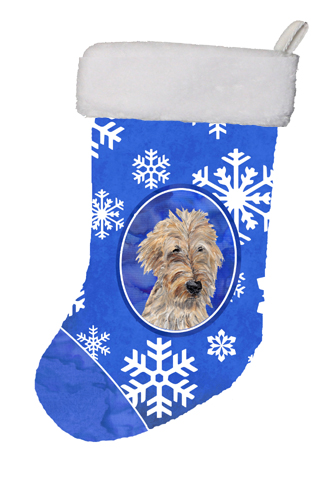 SC9605-CS 11 x 8 In. Golden Doodle Winter Snowflakes Christmas Stocking