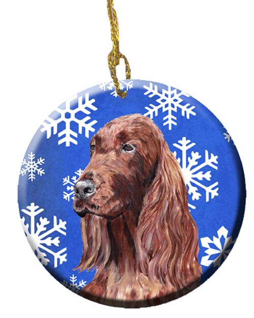 Irish Setter Winter Snowflakes Ceramic Ornament, 2.81 Dia