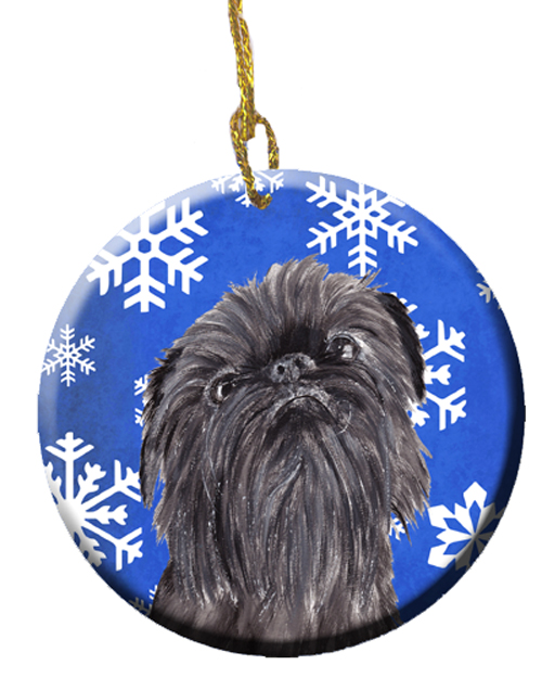Brussels Griffon Winter Snowflakes Ceramic Ornament, 2.81 Dia