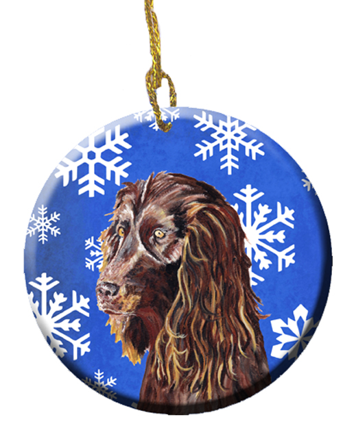 Boykin Spaniel Winter Snowflakes Ceramic Ornament- 2.81 Dia