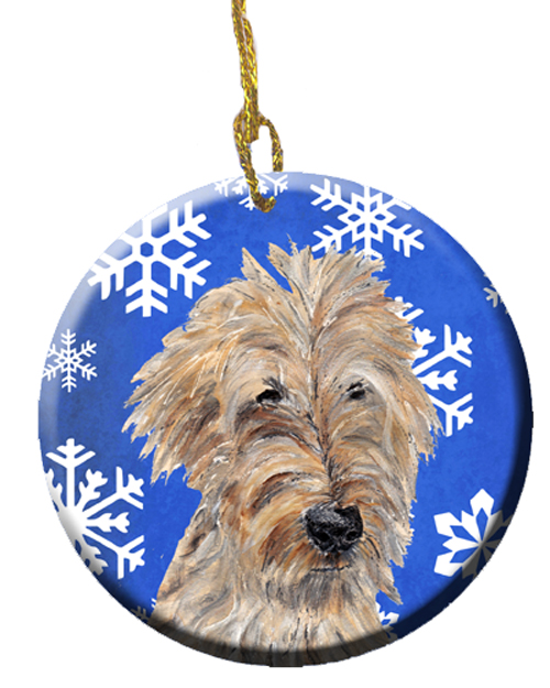 Golden Doodle Winter Snowflakes Ceramic Ornament, 2.81 Dia