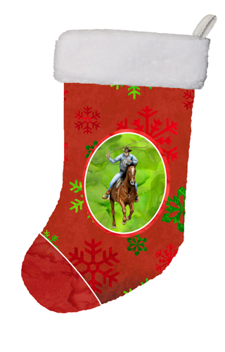 Horse Roper Red Snowflakes Holiday Christmas Stocking