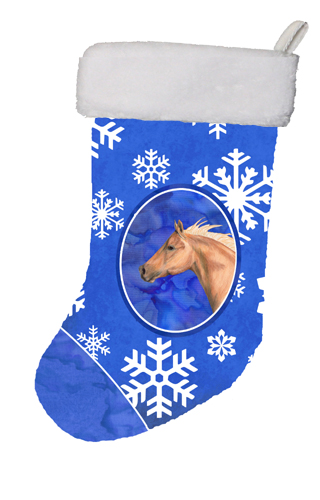 SB3145-CS 11 x 8 In. Horse Winter Snowflakes Holiday Christmas Stocking