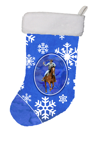 SB3149-CS 11 x 8 In. Horse Roper Winter Snowflakes Holiday Christmas Stocking