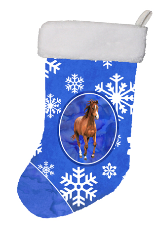 Horse Winter Snowflakes Holiday Christmas Stocking - 11 x 8 In.