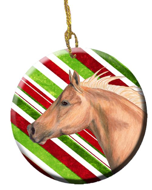 Horse Candy Cane Holiday Christmas Ceramic Ornament, 2.81 Dia