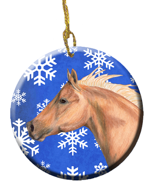 Horse Winter Snowflakes Holiday Ceramic Ornament, 2.81 Dia