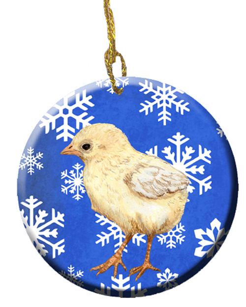 Baby Chick Winter Snowflakes Holiday Ceramic Ornament, 2.81 Dia
