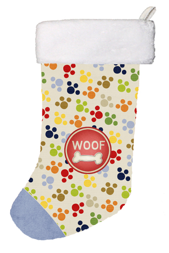11 x 8 In. Woof Pawprints Dog Christmas Stocking