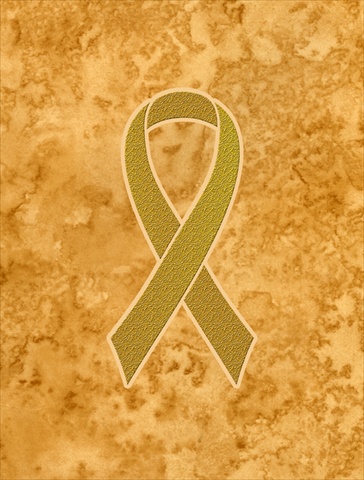 Gold Ribbon for Childhood Cancers Awareness Canvas House Flag Size - 28 x 40 In -  PatioPlus, PA55418