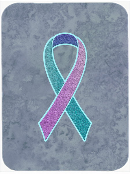 Picture of Carolines Treasures AN1217LCB 15 H x 12 L In. Teal- Pink and Blue Ribbon for Thyroid Cancer Awareness Glass Cutting Board- Large Size