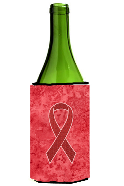 Red Ribbon for Aids Awareness Wine bottle sleeve Hugger  24 Oz.