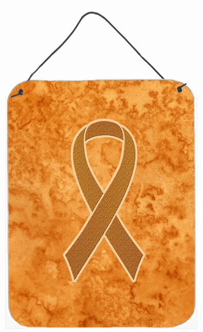 AN1204DS1216 Orange Ribbon for Leukemia Awareness Aluminium Metal Wall or Door Hanging Prints- 12 x 6 In.