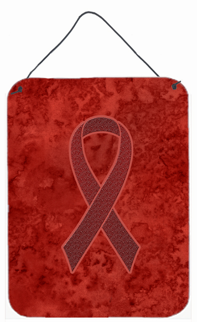 AN1214DS1216 Burgundy Ribbon for Multiple Myeloma Cancer Awareness Aluminium Metal Wall or Door Hanging Prints- 12 x 6 In.