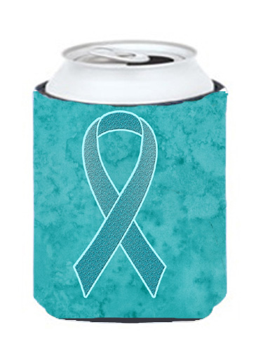 Picture of Carolines Treasures AN1201CC Teal Ribbon for Ovarian Cancer Awareness Can or Bottle Hugger- 12 Oz.