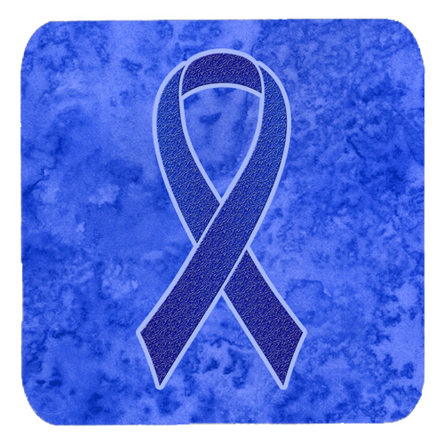 3.5 x 3.5 In. Dark Blue Ribbon for Colon Cancer Awareness Foam Coasters, Set of 4