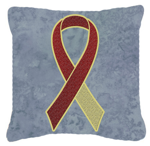 14 x 14 In. Burgundy and Ivory Ribbon for Head and Neck Cancer Awareness Indoor & Outdoor Fabric Decorative Pillow