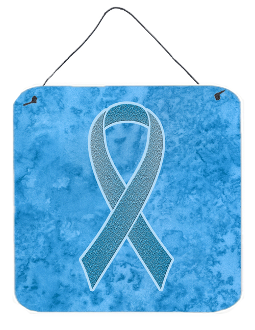 AN1206DS66 Blue Ribbon for Prostate Cancer Awareness Aluminium Metal Wall or Door Hanging Prints- 6 x 6 In.