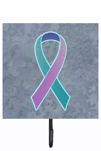 Carolines Treasures AN1217SH4 4.25 W x 7 H In. Teal; Pink and Blue Ribbon for Thyroid Cancer Awareness Leash or Key Holder