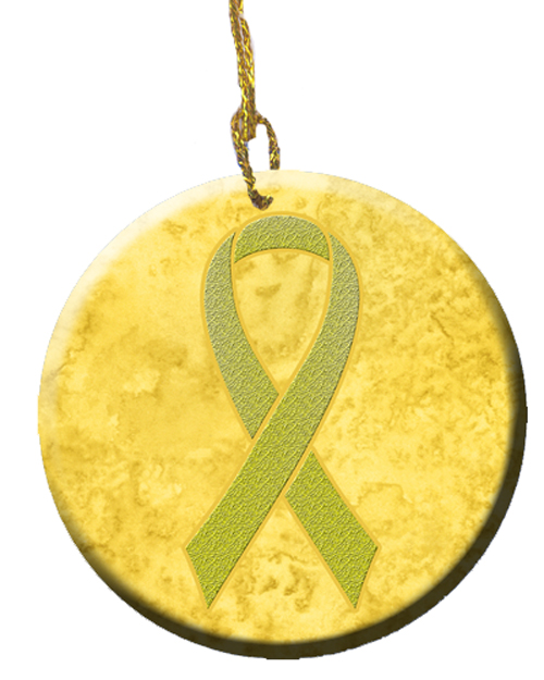 Yellow Ribbon for Sarcoma, Bone or Bladder Cancer Awareness Ceramic Ornament, 2.81 Dia