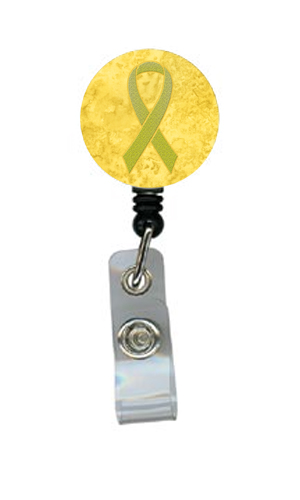 AN1203BR Yellow Ribbon for Sarcoma- Bone or Bladder Cancer Awareness Retractable Badge Reel