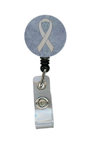 Clear Ribbon for Lung Cancer Awareness Retractable Badge Reel