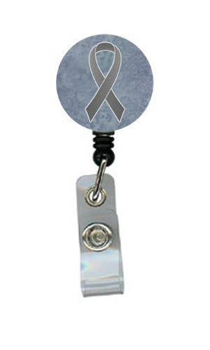 Grey Ribbon for Brain Cancer Awareness Retractable Badge Reel