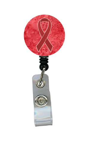 Red Ribbon Aids Awareness Retractable Badge Reel
