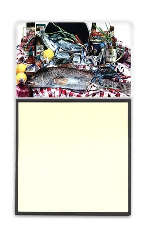 Fish and Beers from New Orleans Refiillable Sticky Note Holder or Postit Note Dispenser, 3 x 3 In.