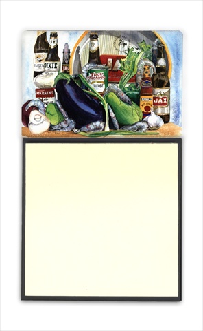 Eggplant and New Orleans Beers Refiillable Sticky Note Holder or Postit Note Dispenser, 3 x 3 In.