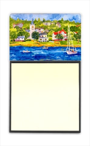 6031SN Harbour Scene with Sailboat Refiillable Sticky Note Holder or Postit Note Dispenser- 3 x 3 In.
