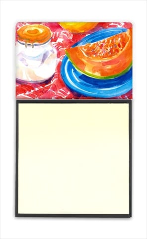 A Slice of Cantelope Refiillable Sticky Note Holder or Postit Note Dispenser, 3 x 3 In.