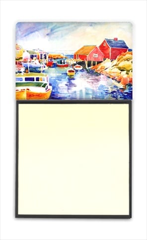 Boats at Harbour with a view Refiillable Sticky Note Holder or Postit Note Dispenser, 3 x 3 In.