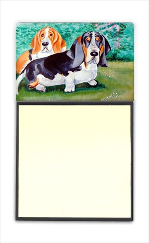 Basset Hound Double Trouble Refiillable Sticky Note Holder or Postit Note Dispenser, 3 x 3 In.