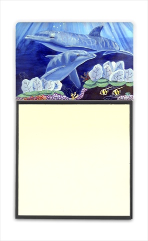 Dolphin under the sea Refiillable Sticky Note Holder or Postit Note Dispenser, 3 x 3 In.