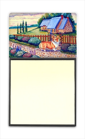 Pembroke Corgi at the Cottage Refiillable Sticky Note Holder or Postit Note Dispenser, 3 x 3 In.