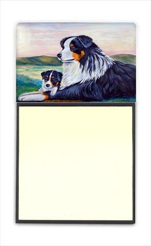 Australian Shepherd Refiillable Sticky Note Holder or Postit Note Dispenser, 3 x 3 In.