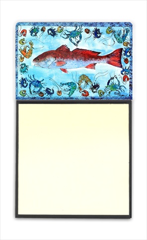 Red Fish Refiillable Sticky Note Holder or Postit Note Dispenser, 3 x 3 In.