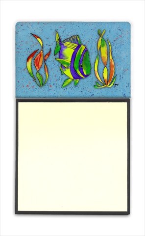 Tropical Fish on Blue Refiillable Sticky Note Holder or Postit Note Dispenser, 3 x 3 In.