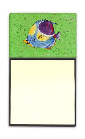 8574SN Tropical Fish on Green Refiillable Sticky Note Holder or Postit Note Dispenser- 3 x 3 In.