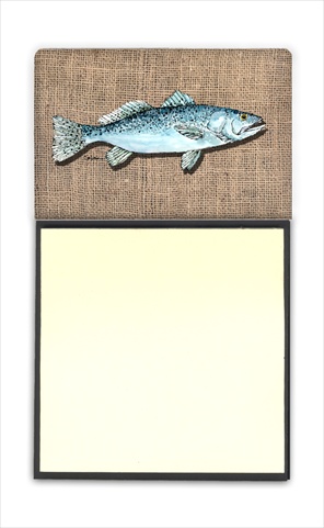 Fish Speckled Trout Refiillable Sticky Note Holder or Postit Note Dispenser, 3 x 3 In.