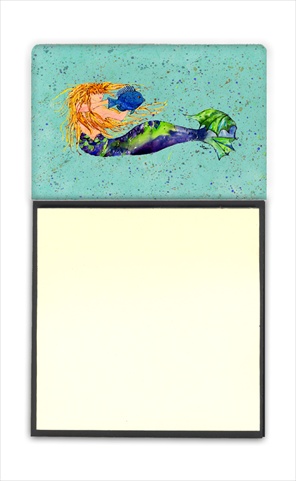Mermaid Refiillable Sticky Note Holder or Postit Note Dispenser, 3 x 3 In.