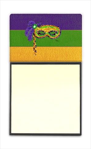 Mardi Gras Refiillable Sticky Note Holder or Postit Note Dispenser, 3 x 3 In.