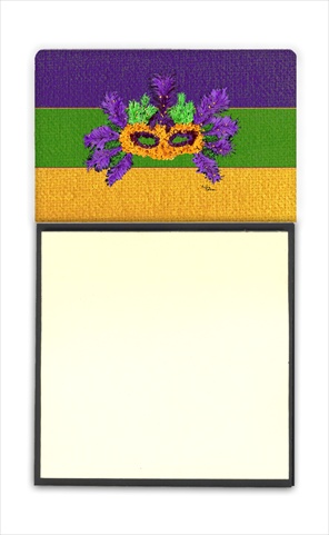 Mardi Gras Refiillable Sticky Note Holder or Postit Note Dispenser, 3 x 3 In.