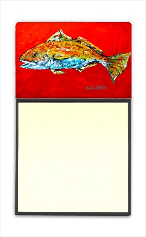 Fish - Red Fish Red Head Refiillable Sticky Note Holder or Postit Note Dispenser- 3 x 3 In.