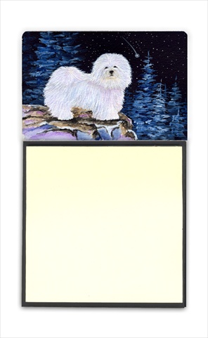 SS8437SN Starry Night Coton de Tulear Refiillable Sticky Note Holder or Postit Note Dispenser- 3 x 3 In.