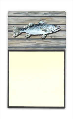 Fish Speckled Trout Refiillable Sticky Note Holder or Postit Note Dispenser, 3 x 3 In.