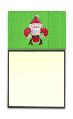 Christmas Fleur de lis Santa Claus Refiillable Sticky Note Holder or Postit Note Dispenser, 3 x 3 In.