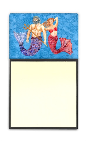 8801SN Mermaid and Merman Refiillable Sticky Note Holder or Postit Note Dispenser- 3 x 3 In.