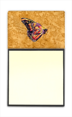 Butterfly on Gold Refiillable Sticky Note Holder or Postit Note Dispenser, 3 x 3 In.